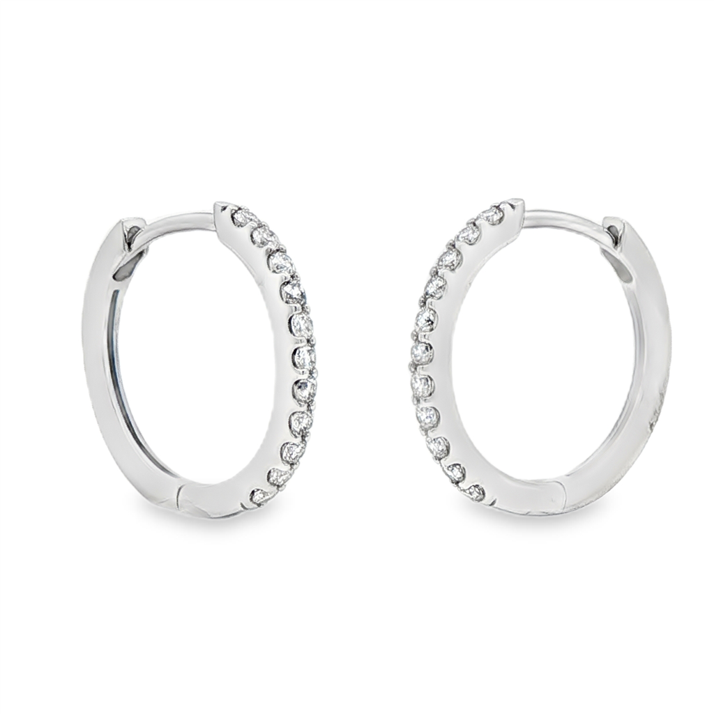 14K White Gold 16x1.5mm Natural Diamond Hoop Earrings – 0.33ctw.