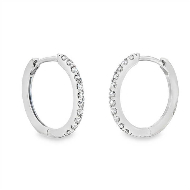 14K White Gold 16x1.5mm Natural Diamond Hoop Earrings – 0.33ctw.