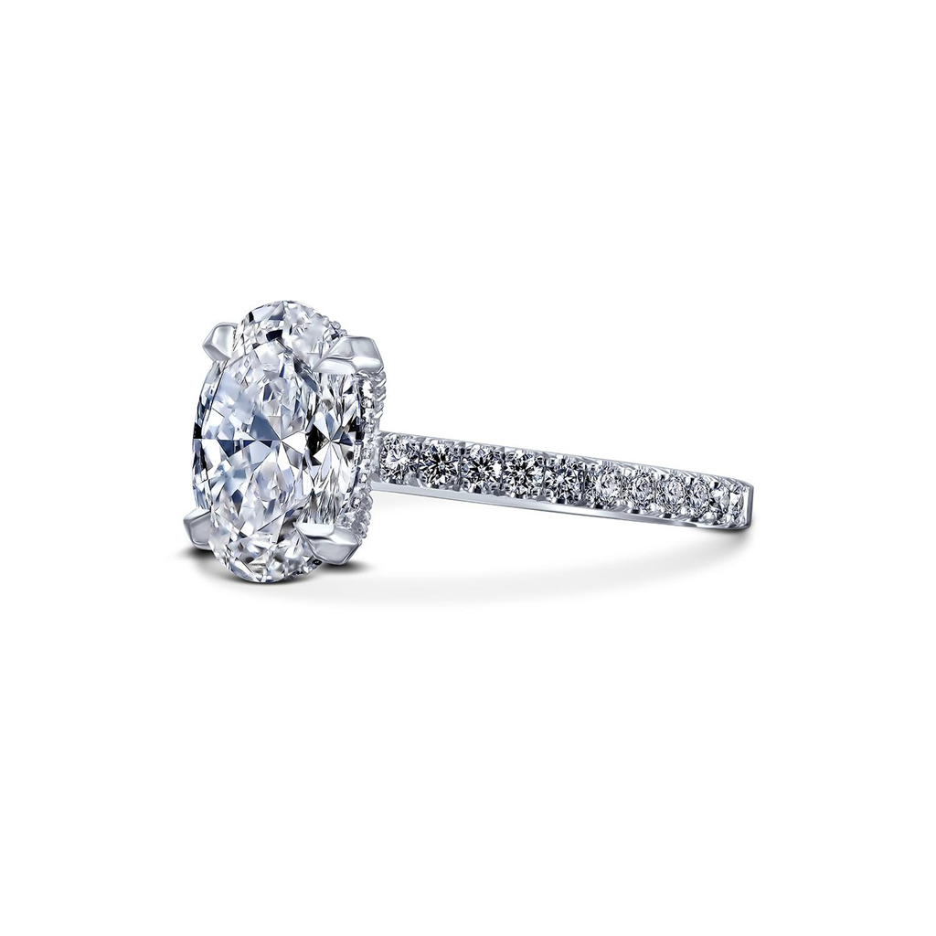 14K White Gold Hidden Halo “Sunflower” Semi-Mount Ring – 0.39ctw.