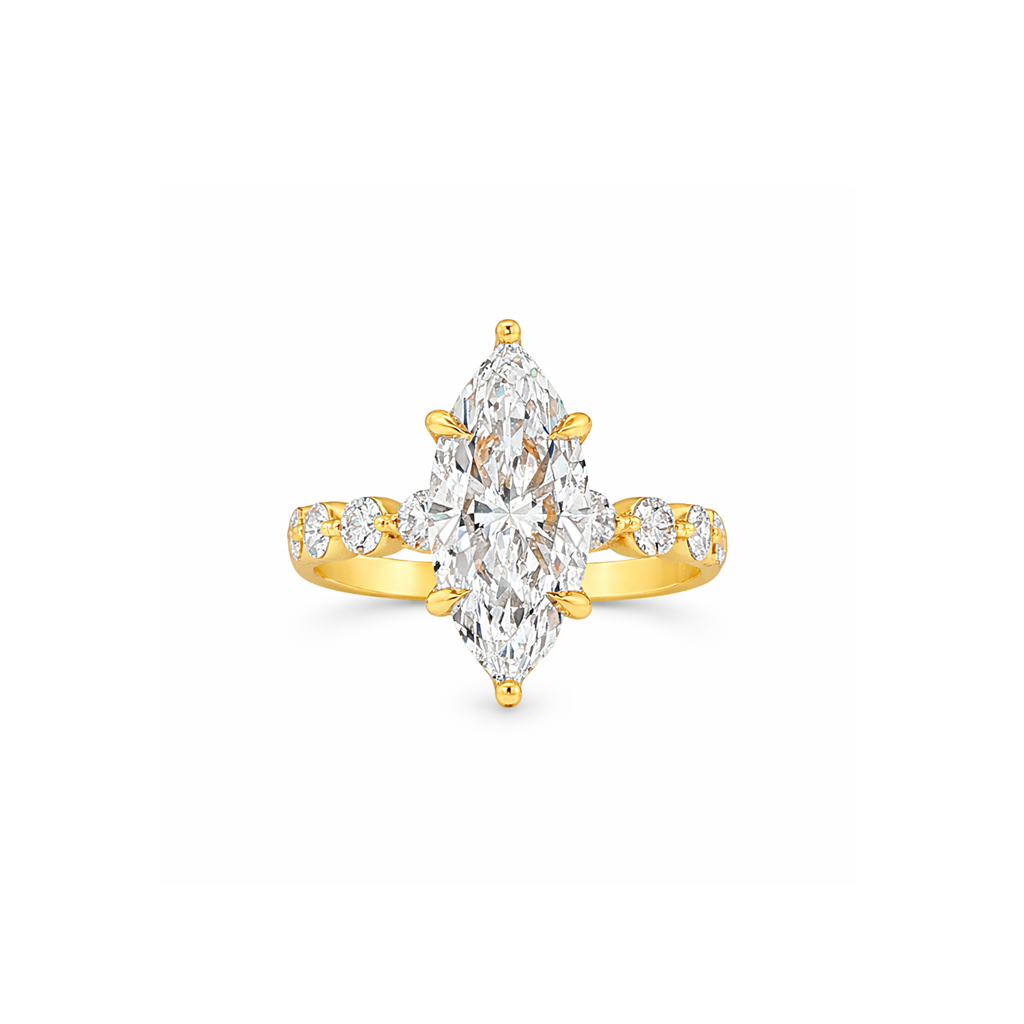 14K Yellow Gold Lab Diamond Bubble Semi-Mount Engagement Ring – 0.51ctw, Size 6.25