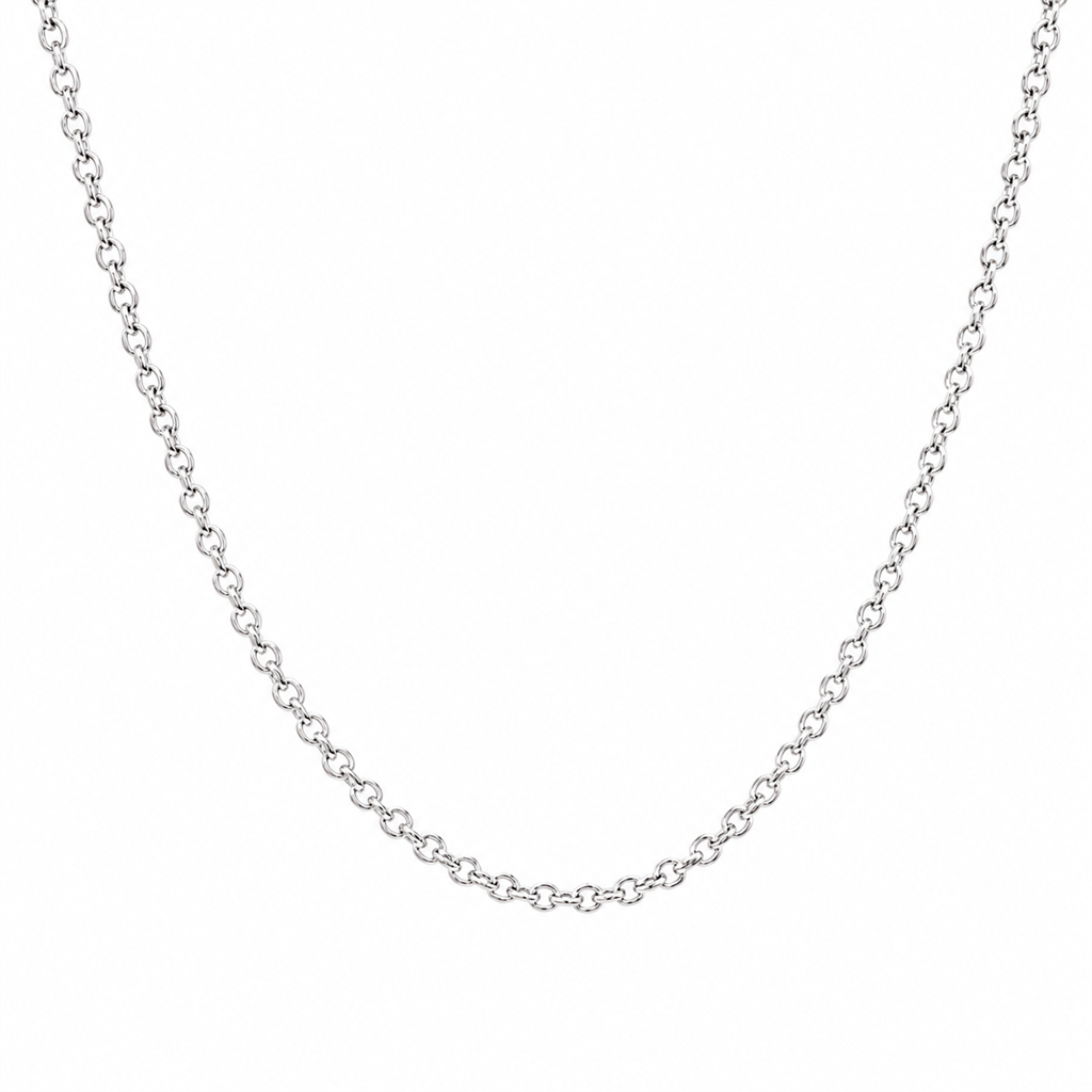 18K White Gold 1.5mm Rolo Chain Necklace – 16"