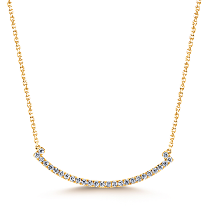 14K Yellow Gold Smile-L Natural Diamond Necklace – 18"