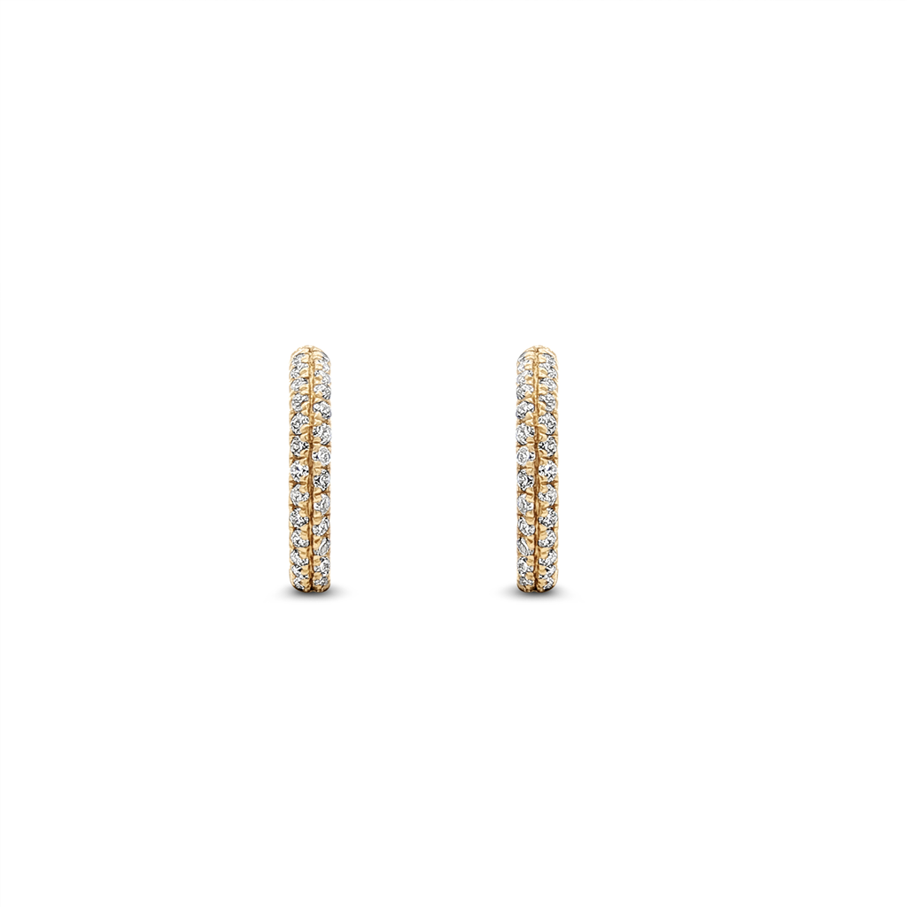 14K Yellow Gold 12x2mm Pavé Natural Diamond Huggie Earrings – 0.34ctw.