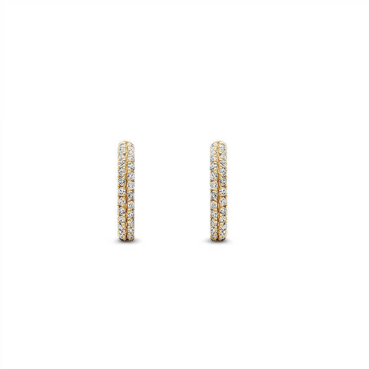 14K Yellow Gold 12x2mm Pavé Natural Diamond Huggie Earrings – 0.34ctw.