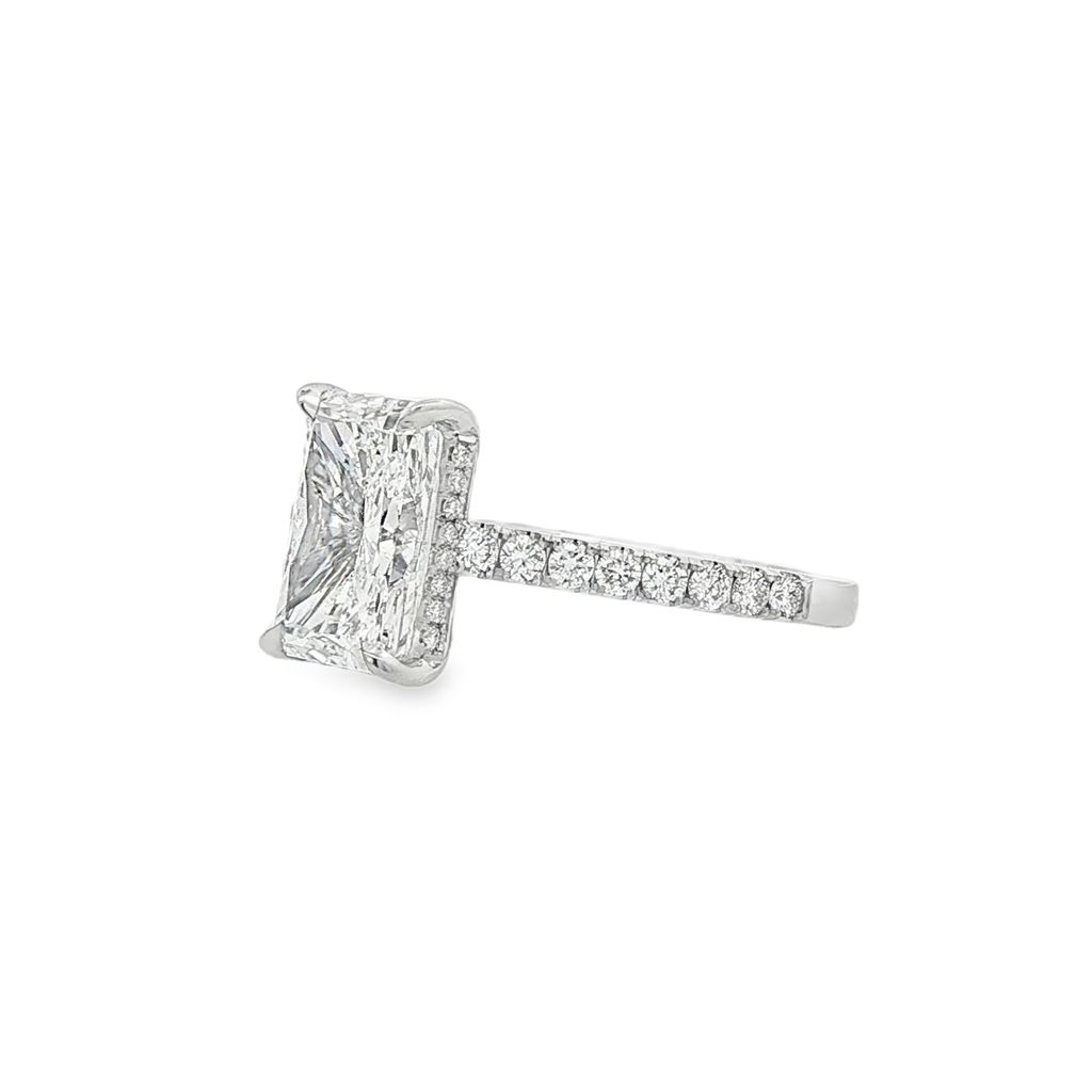 14K White Gold Cathedral Hidden Halo Lab Grown Diamond Engagement Ring – 0.50ctw.