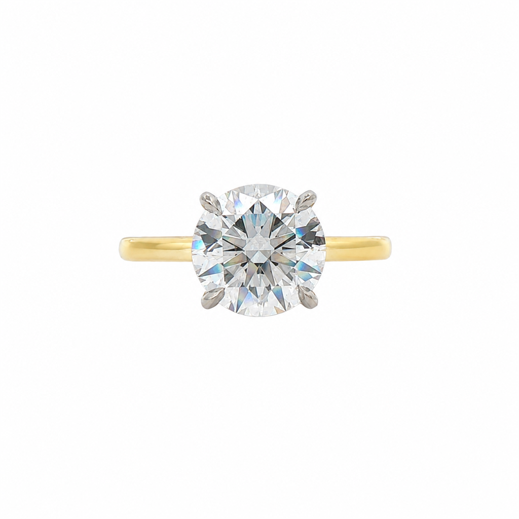 18K Yellow Gold & Platinum Round Natural Diamond Semi-Mount Engagement Ring