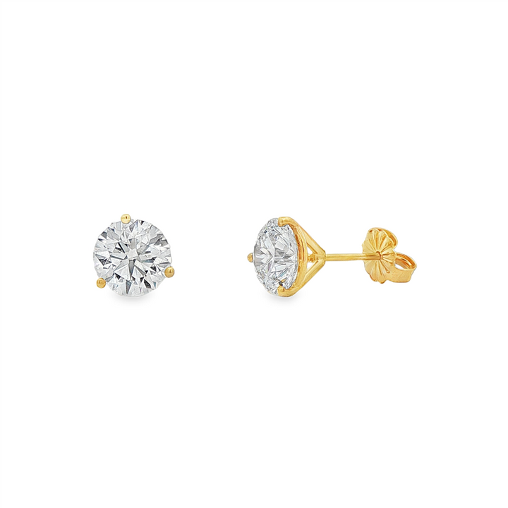 14K Yellow Gold Lab Diamond Stud Earrings – 3.07ctw.