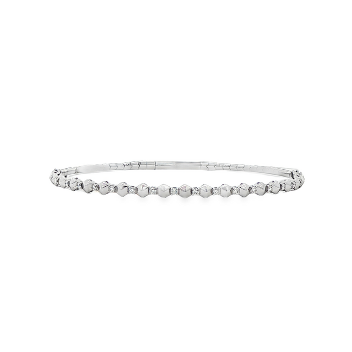 14K White Gold Studded Diamond Flexi Bangle – 0.28ctw.