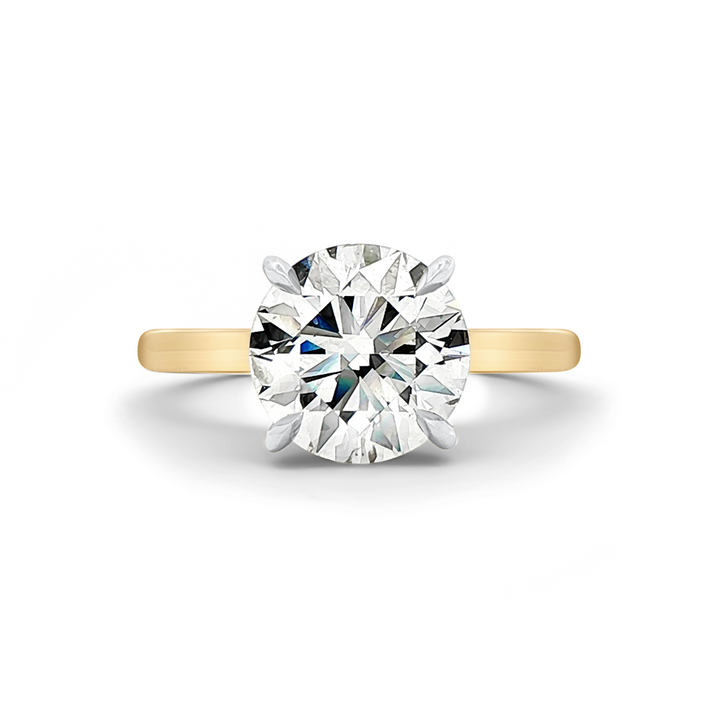 Platinum & 18K Yellow Gold Hidden Halo Natural Diamond Semi-Mount Engagement Ring