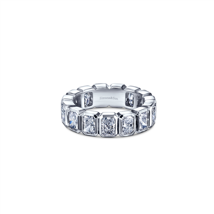 14K White Gold Radiant Cut Lab Grown Diamond Eternity Band