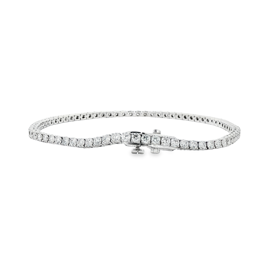 14K White Gold 2.3mm Lab Grown Diamond Tennis Bracelet – 3.07ctw.