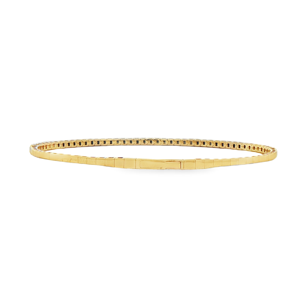 14K Yellow Gold Thick Studded Flexi Natural Diamond Bangle – 0.85ctw, 5.3g