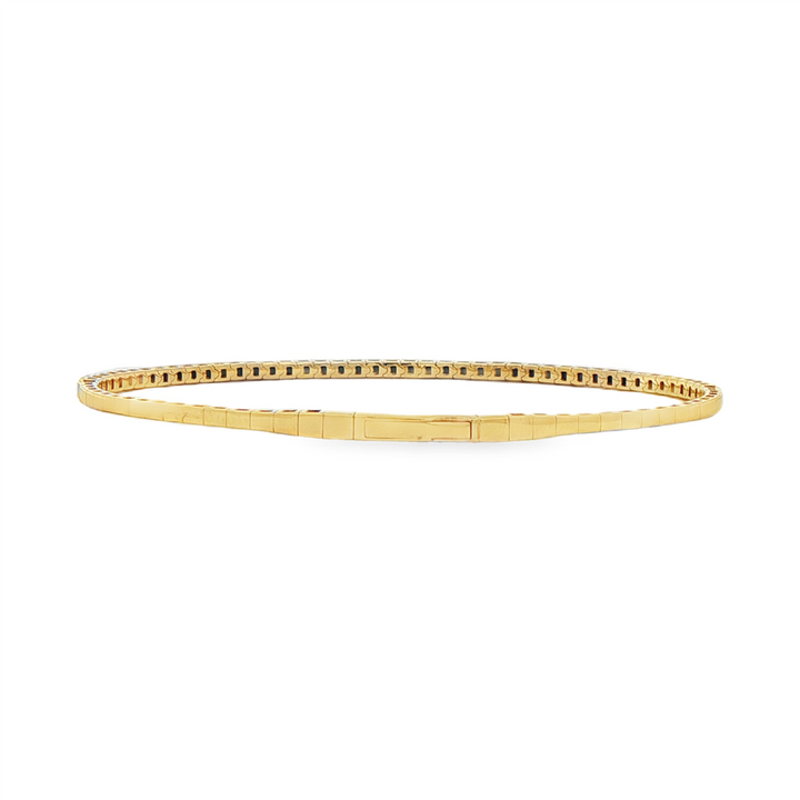 14K Yellow Gold Thick Studded Flexi Natural Diamond Bangle – 0.85ctw, 5.3g
