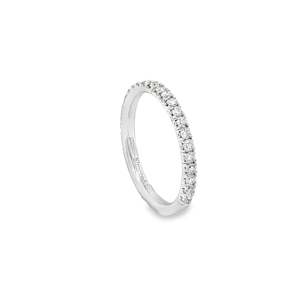 14K White Gold Natural Diamond Half Eternity Ring – 2.1mm, Size 6.5