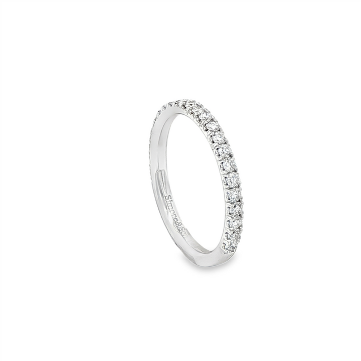 14K White Gold Natural Diamond Half Eternity Ring – 2.1mm, Size 6.5