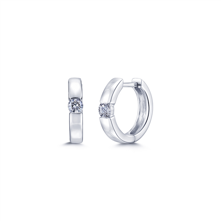 14K White Gold Diamond Hoops 0.24ctw.