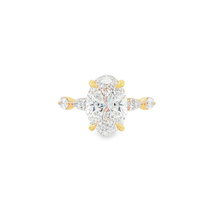 14K Yellow Gold Marquise Shank Lab Grown Diamond Semi-Mount Engagement Ring – 0.81ctw
