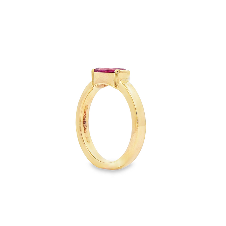 14K Yellow Gold Pink Tourmaline Semi-Bezel Ring – 1.16ct