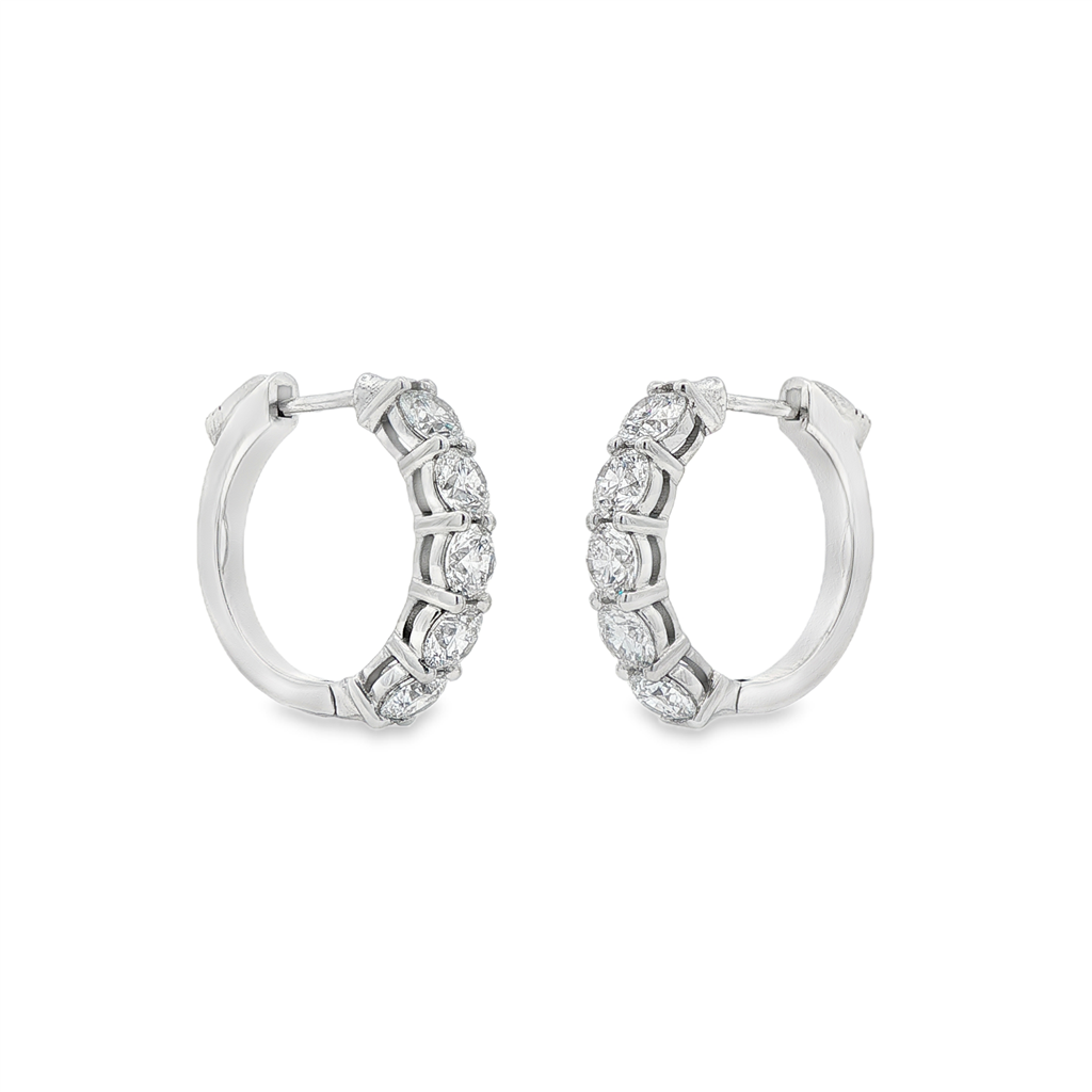 14K White Gold Lab Diamond Hoop Earrings – 2.47ctw, 18.8x4mm, DEF VS–VVS, 6.7g
