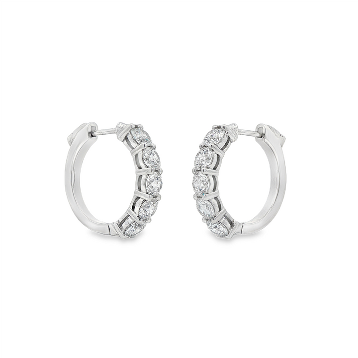 14K White Gold Lab Diamond Hoop Earrings – 2.47ctw, 18.8x4mm, DEF VS–VVS, 6.7g