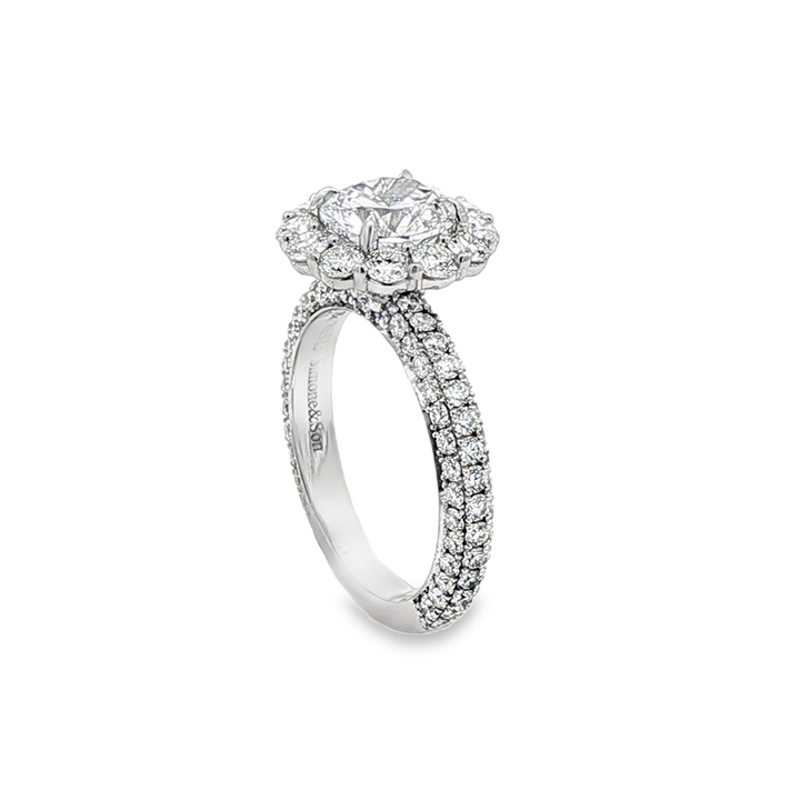 18K White Gold Halo Diamond Semi-Mount Engagement Ring – 2.11ctw.