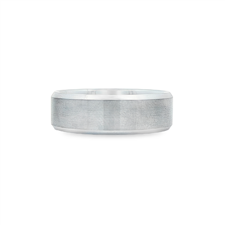 Triton White Tungsten Carbide Bevel Edge Wedding Band – 8mm
