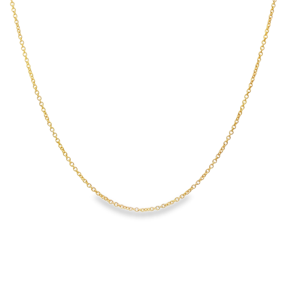 18K Yellow Gold 1mm Adjustable Rolo Chain - 16-18"