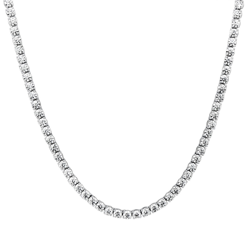 14K White Gold Lab-Grown Diamond Tennis Necklace – 10.01ctw, 16.5"