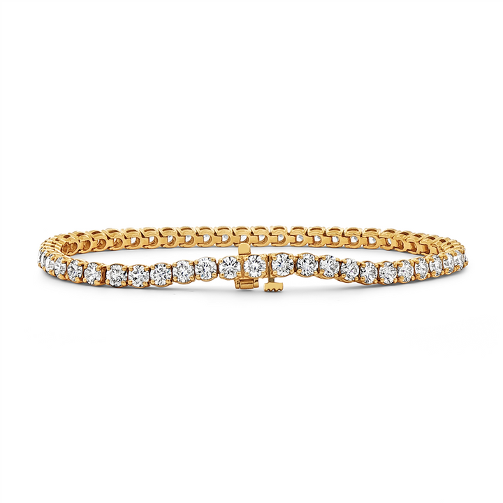 14K Yellow Gold Lab Grown Diamond 3.7mm Tennis Bracelet – 7.30ctw