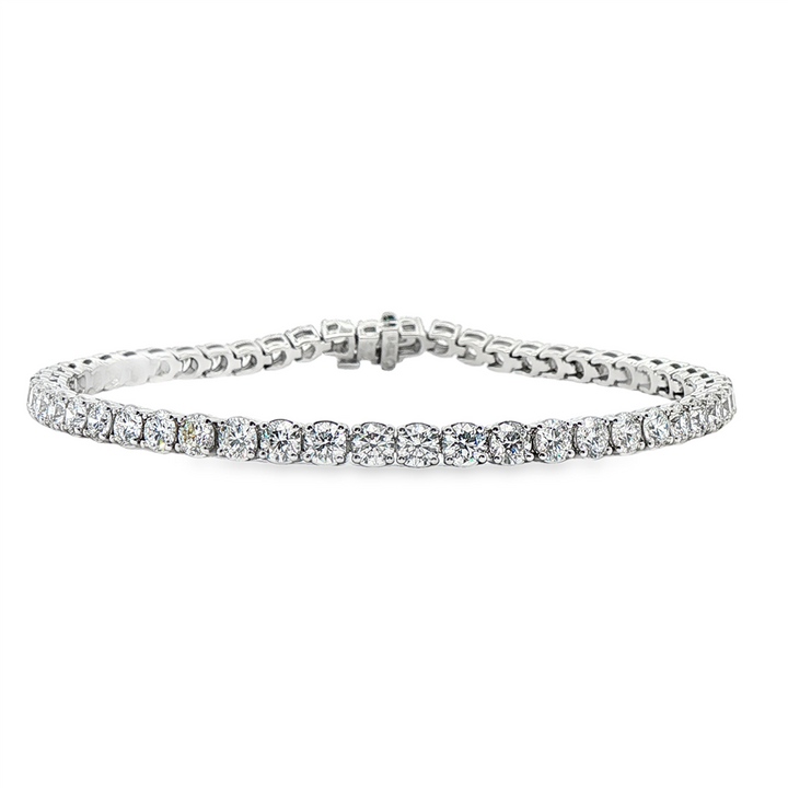14K White Gold Natural Diamond Tennis Bracelet – 6.73ctw, 7"