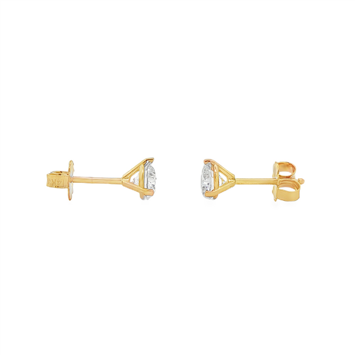 14K Yellow Gold Lab Diamond Martini Stud Earrings – 1.05ctw