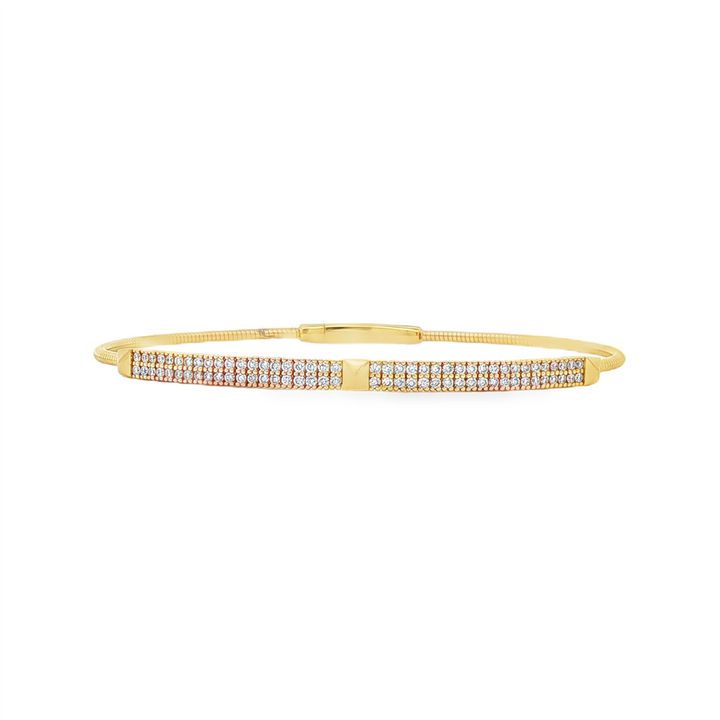 14K Yellow Gold Double Stud Natural Diamond Flexi Bracelet – 0.55ctw, 6.5g
