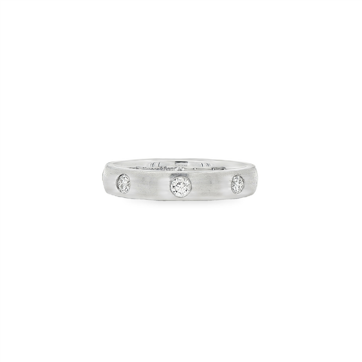 14K White Gold Dome Natural Diamond Band – 0.48ctw, Matte Finish, Size 6.25, 4.2g