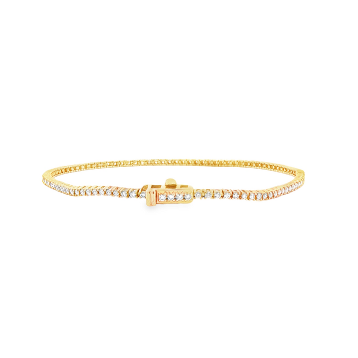14K Yellow Gold Natural Diamond 1.8mm Tennis Bracelet – 1.00ctw.