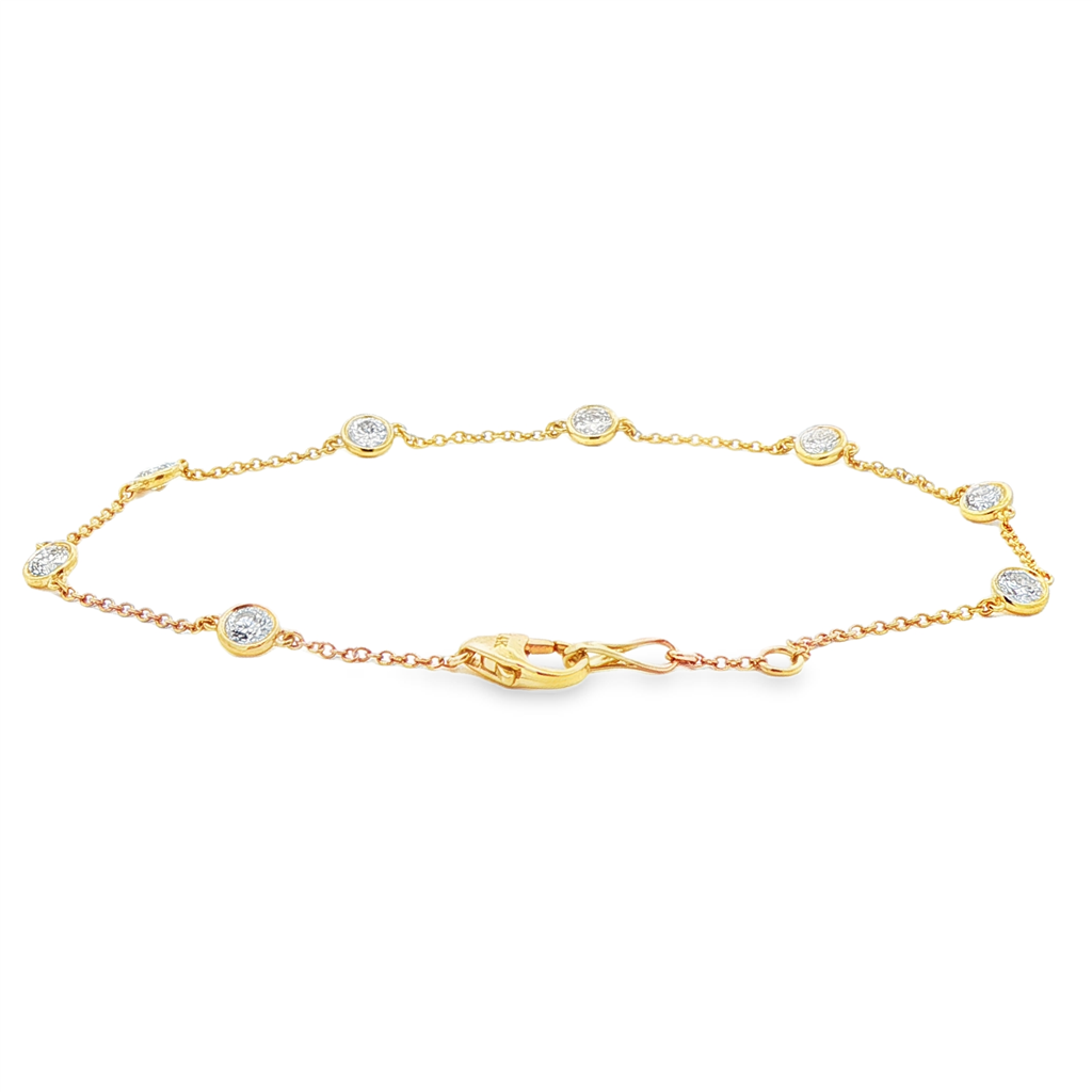 14K Yellow Gold Natural Diamond By-the-Yard Bracelet – 1.00ctw, 7.25", 1.5g