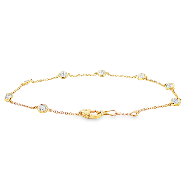 14K Yellow Gold Natural Diamond By-the-Yard Bracelet – 1.00ctw, 7.25", 1.5g