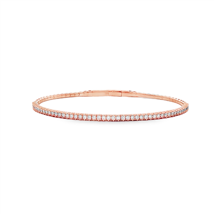 14K Rose Gold Flexi Diamond Bangle Bracelet - 0.75ctw.