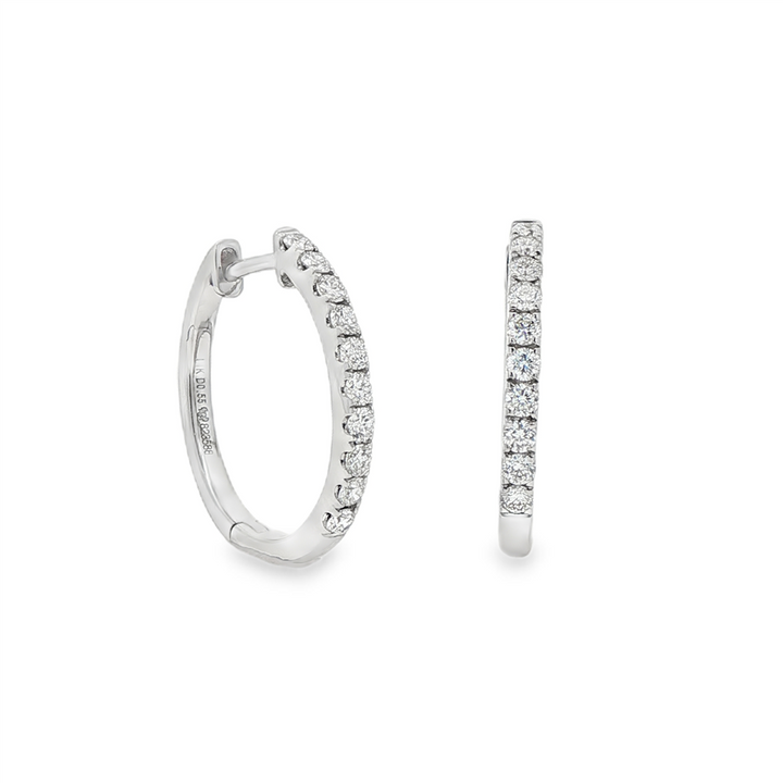 14K White Gold 20x2mm Diamond Oval Hoop Earrings – 0.55ctw.