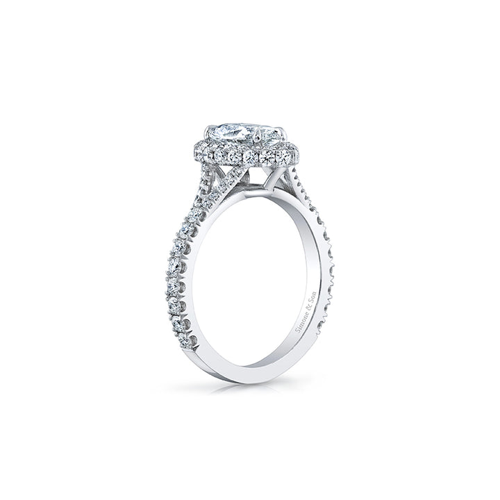 14k White Gold - Pear Diamond Infinity Halo Engagement Ring Setting