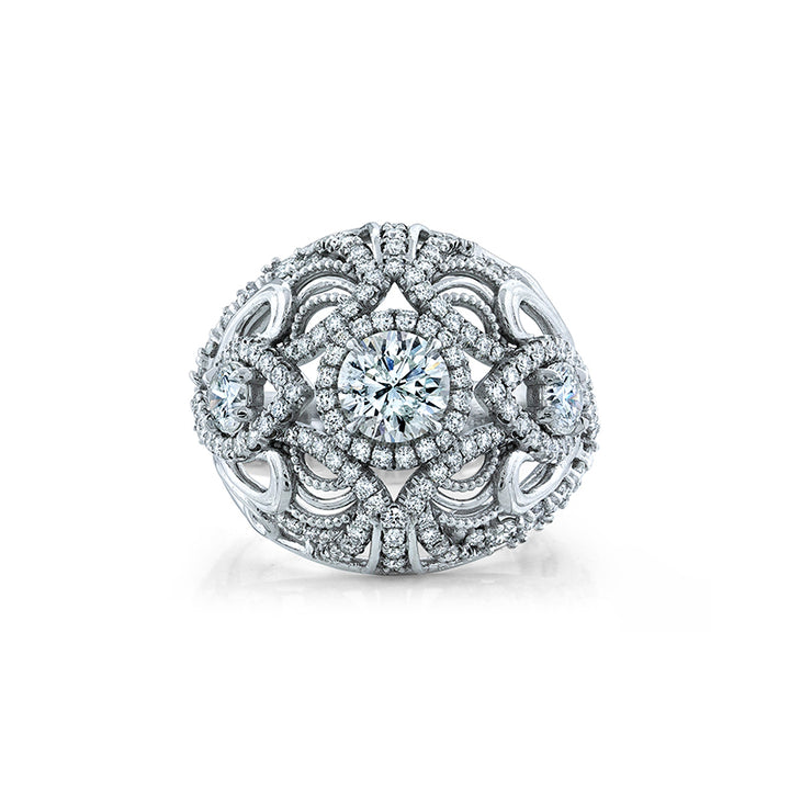 14K White Gold Dome Ring