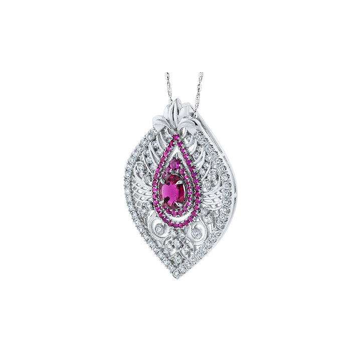 14K White Gold Pink Sapphire Pendant