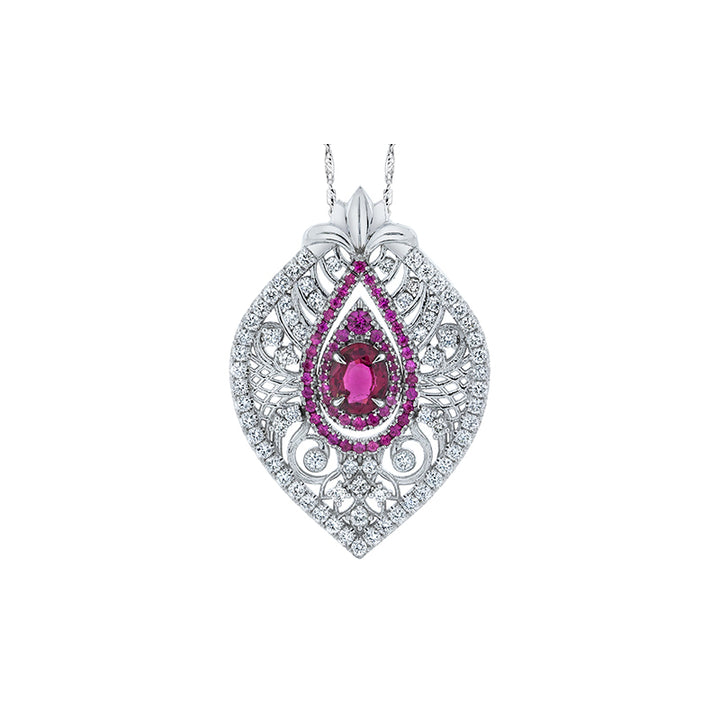 14K White Gold Pink Sapphire Pendant