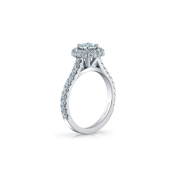 18k White Gold - Cushion Infinity Halo Diamond Engagement Ring Setting