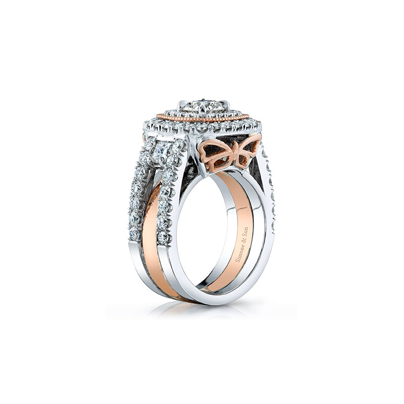 14K White & Rose Gold Wedding Set