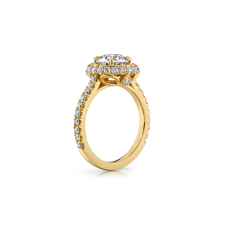 14k Yellow Gold - Round Infinity Halo Diamond Engagement Ring Setting