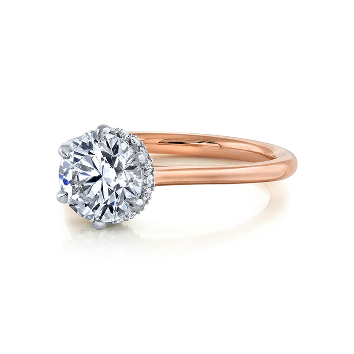 14k Rose Gold - Classic Diamond Halo Engagement Ring Setting