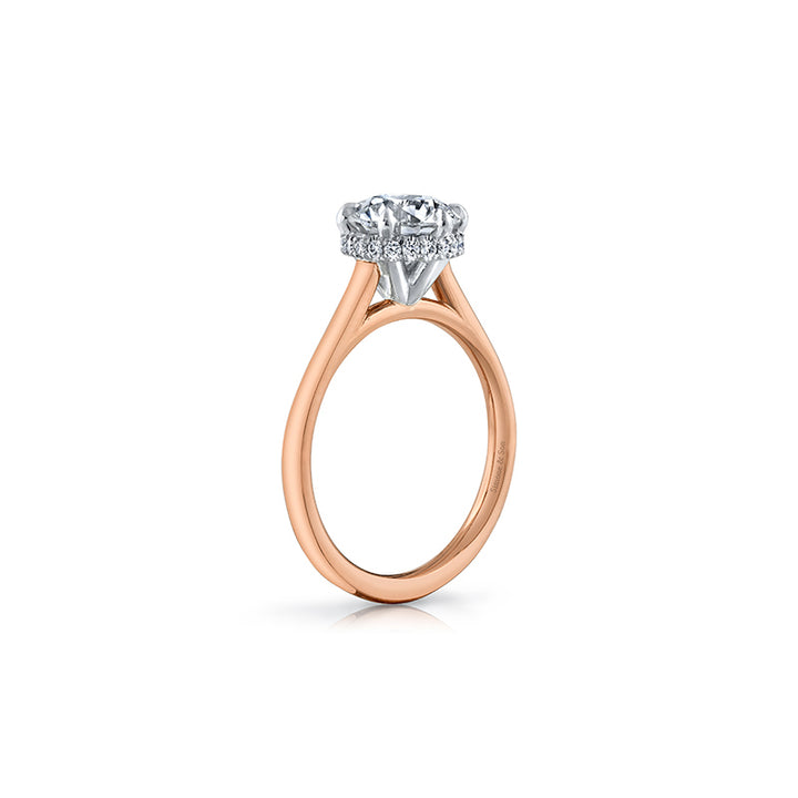 14k Rose Gold - Classic Diamond Halo Engagement Ring Setting