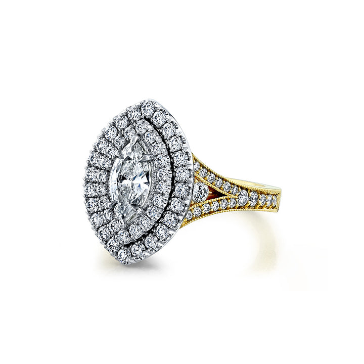 14K White and Yellow Gold Marquise Ring