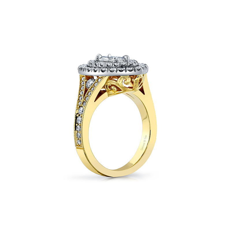 14K White and Yellow Gold Marquise Ring