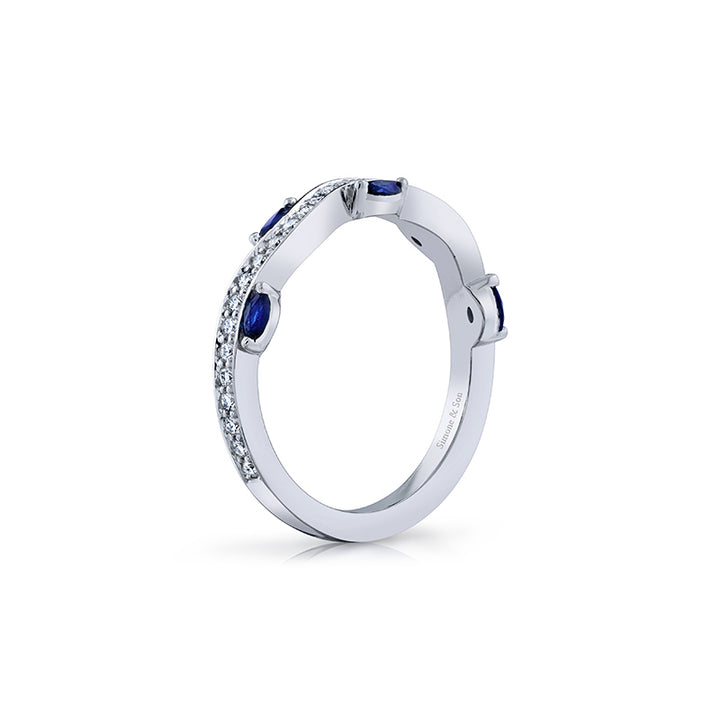 14K White Gold Marquise Sapphire Band